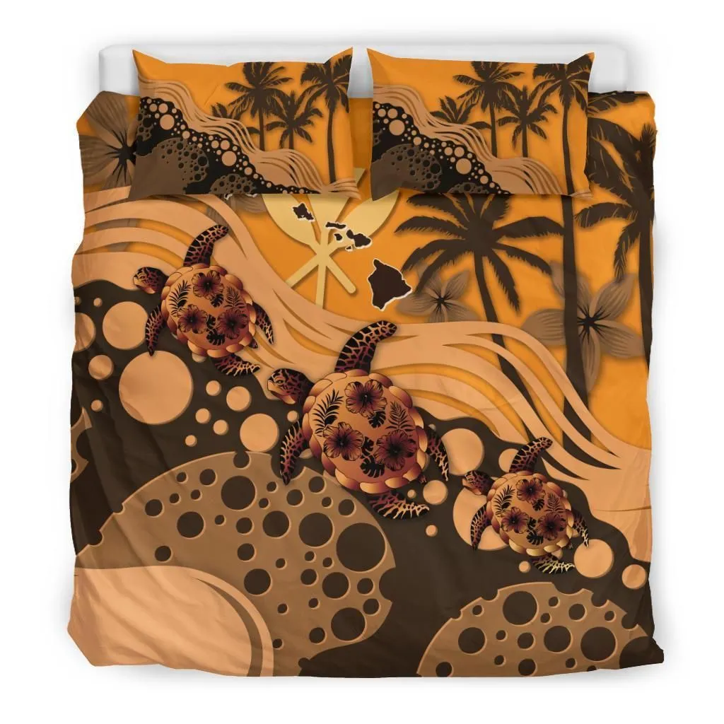Polynesian Hawaii Orange Turtle Hibiscus A Bedding Set Camlizj