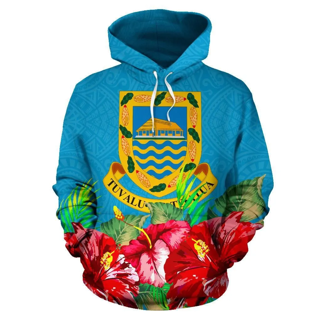 Hoodie Tuvalu Polynesian Flag Hibiscus - Bn39