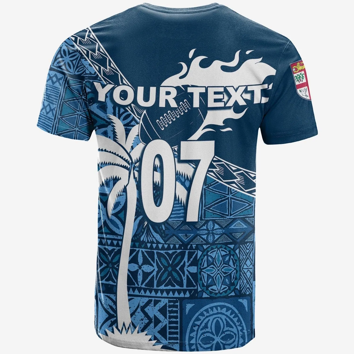 (Custom Personalize) Tapa Pattern with Palm Tree Fiji Rugby T Shirt LT7