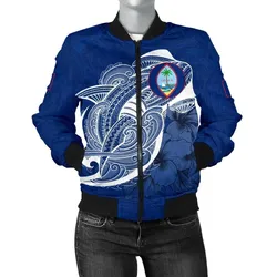 FamilyGaterJacket - Bomber Jacket Guam Shark Coat Of Arms TH4