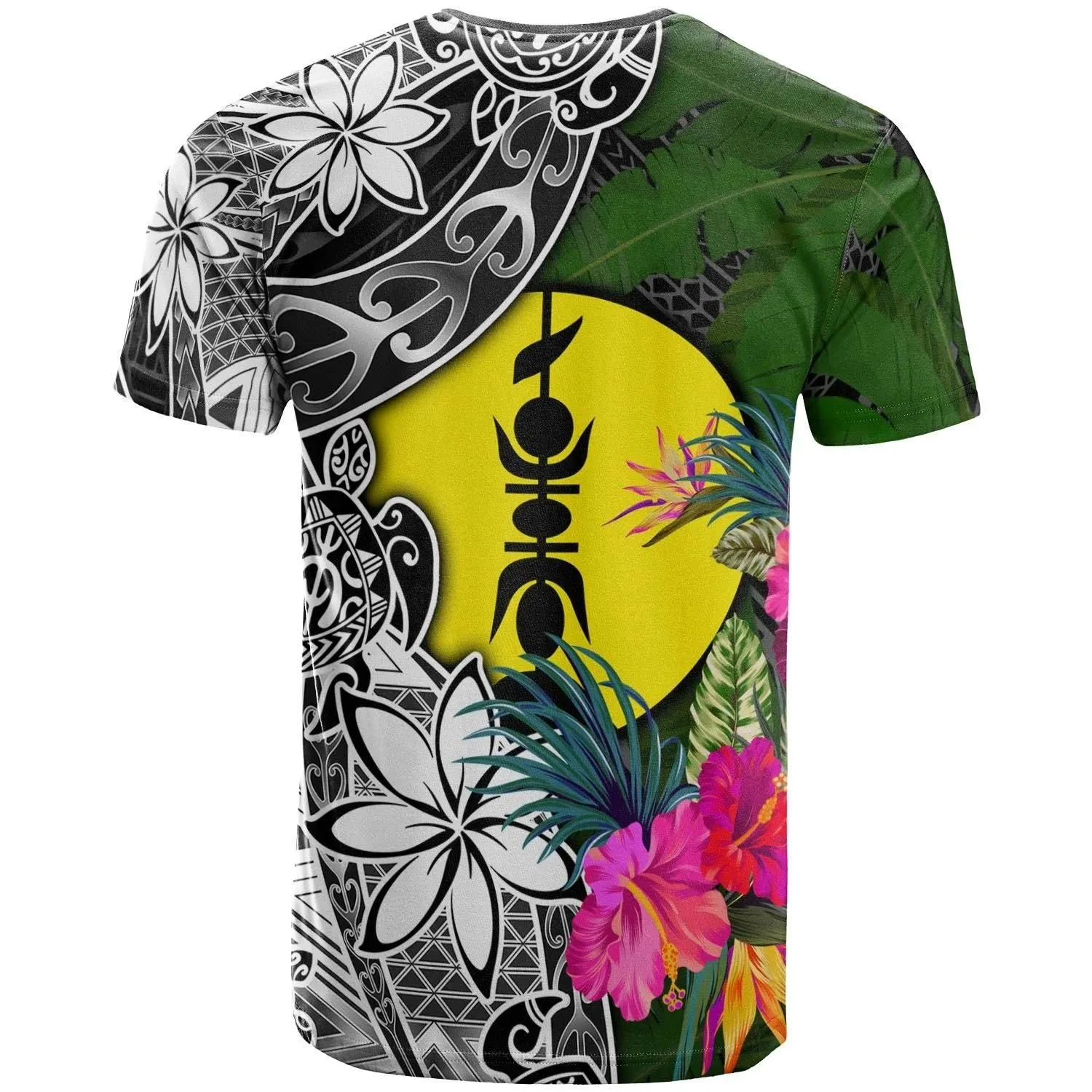 New Caledonia Custom Personalised T-Shirt - Turtle Plumeria Banana Leaf - BN11