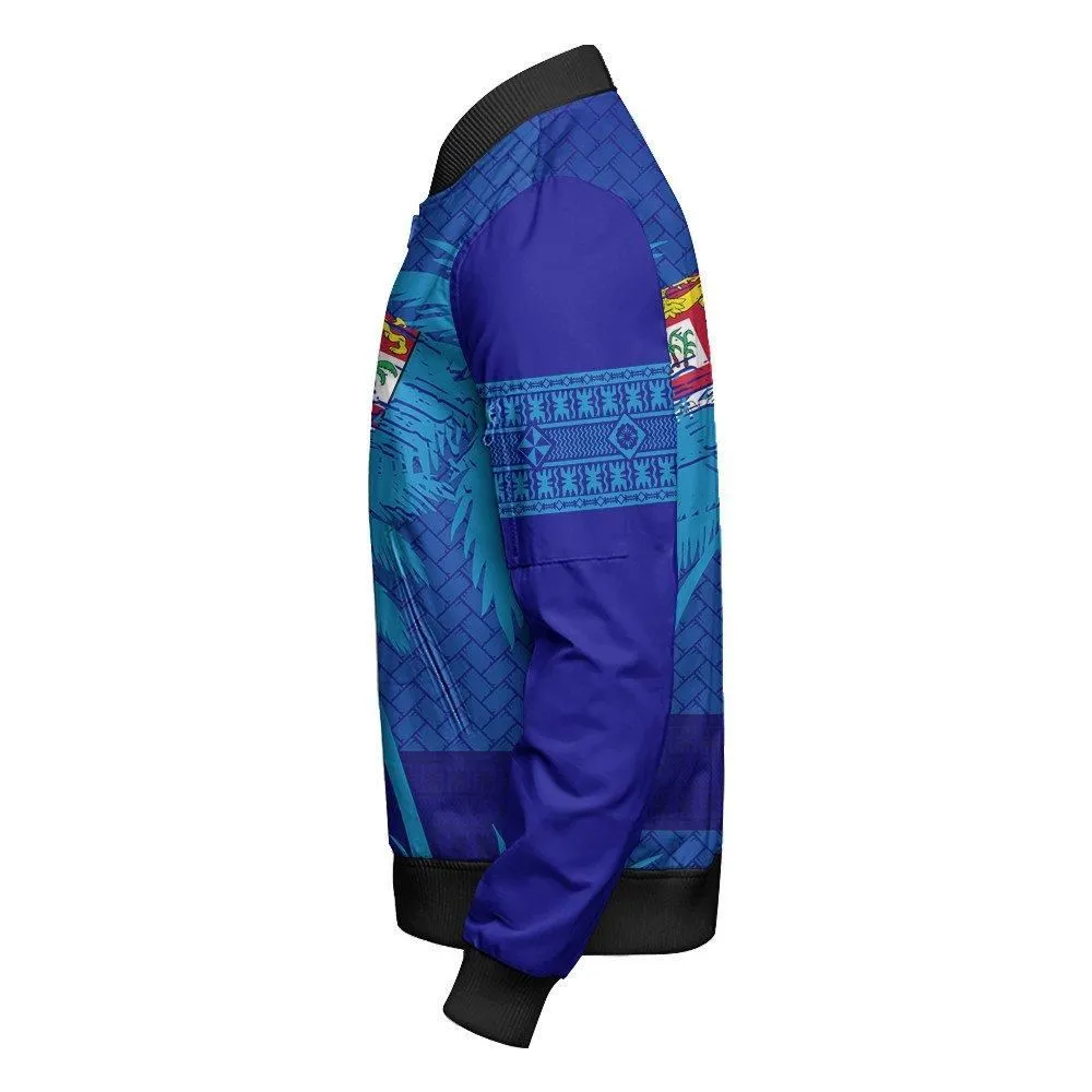 Polynesian Jacket Fiji Palm Tree Coat Of Arms Sleeve Zip Bomber Jacket LT10