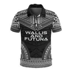 Wallis and Futuna Polo Shirt - Wallis and Futuna Coat Of Arms Polynesian Chief Tattoo Black Version