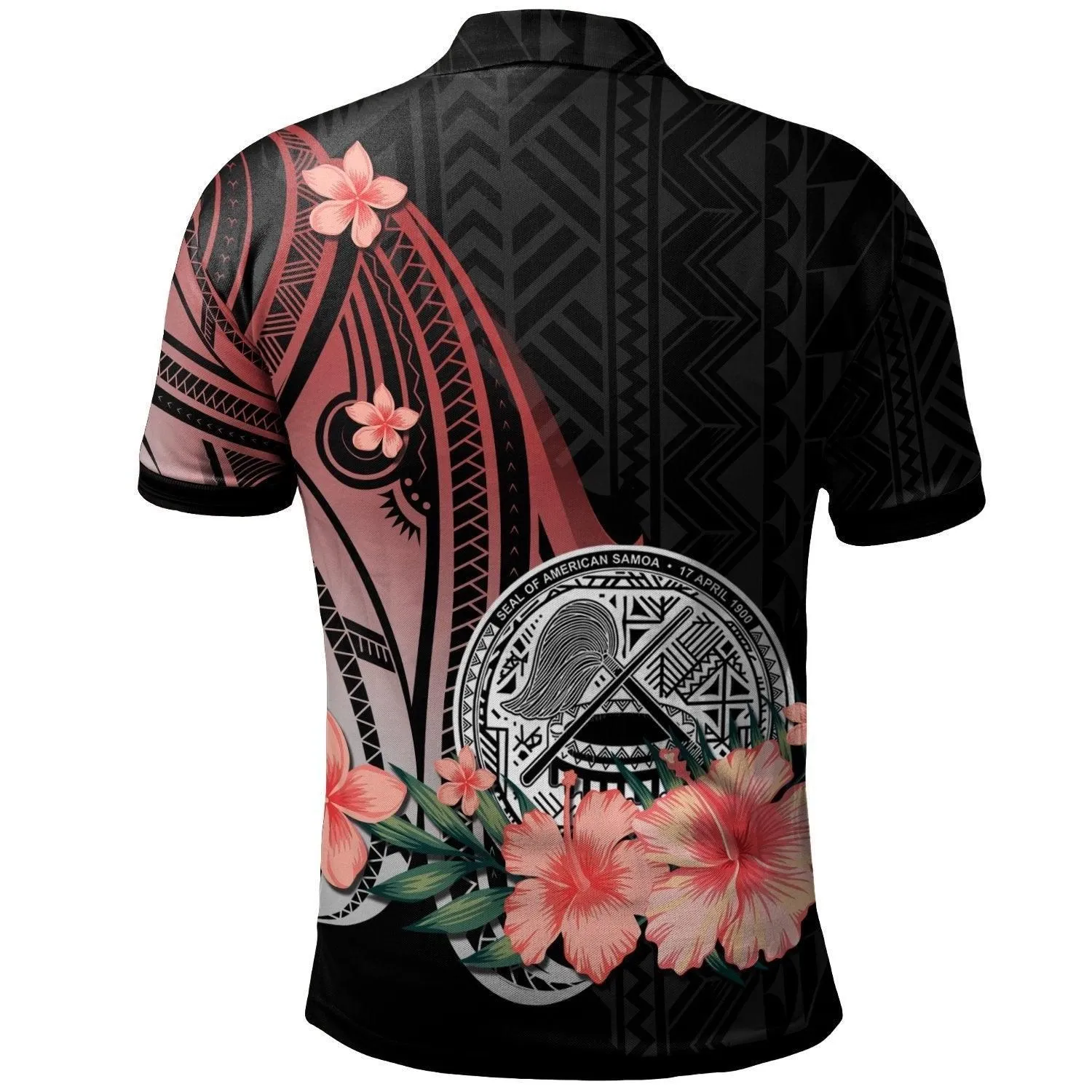 American Samoa Polo Shirt - Red Polynesian Hibiscus Pattern Style