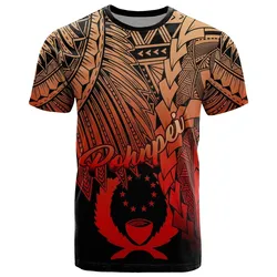 Pohnpei Polynesian T shirt - Tribal Wave Tattoo Red Ver 2