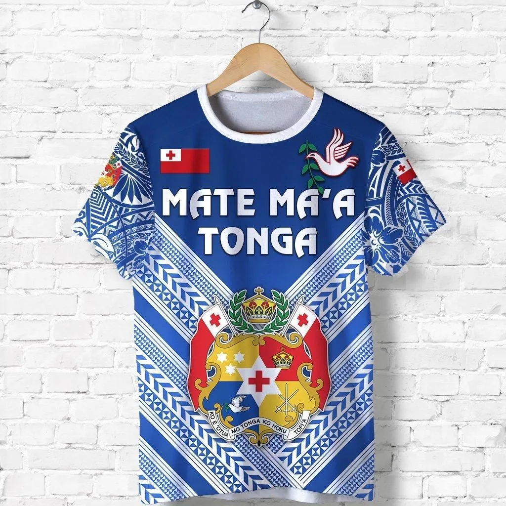(Custom Personalised) Mate MaA Tonga Rugby T Shirt Polynesian Creative Style, Custom Text And Number - Blue