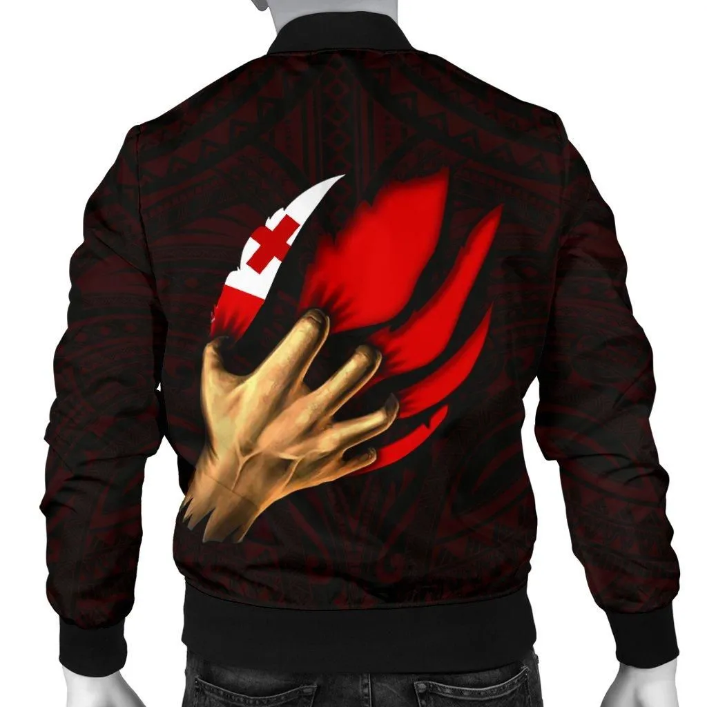 Tonga Personalised Mens Bomber Jacket - Tonga In Me (Red)