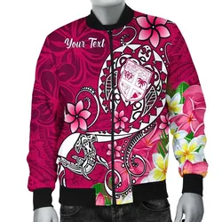 Fiji Custom Personalised Bomber Jacket - Turtle Plumeria (Pink)