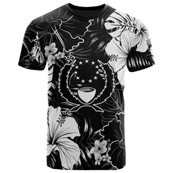 Pohnpei Micronesia T shirt - White Hibiscus Palm Monstera