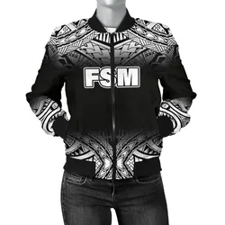 Federated States Of Micronesia Women's Bomber Jacket - Fog Black Style - BN09