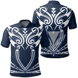 Hawaii Kanaka Polynesian Football Jersey Polo Shirt - Blue - Bernice - AH