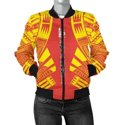 New Caledonia Women Bomber Jacket - Polynesian Tattoo Flag - BN0110