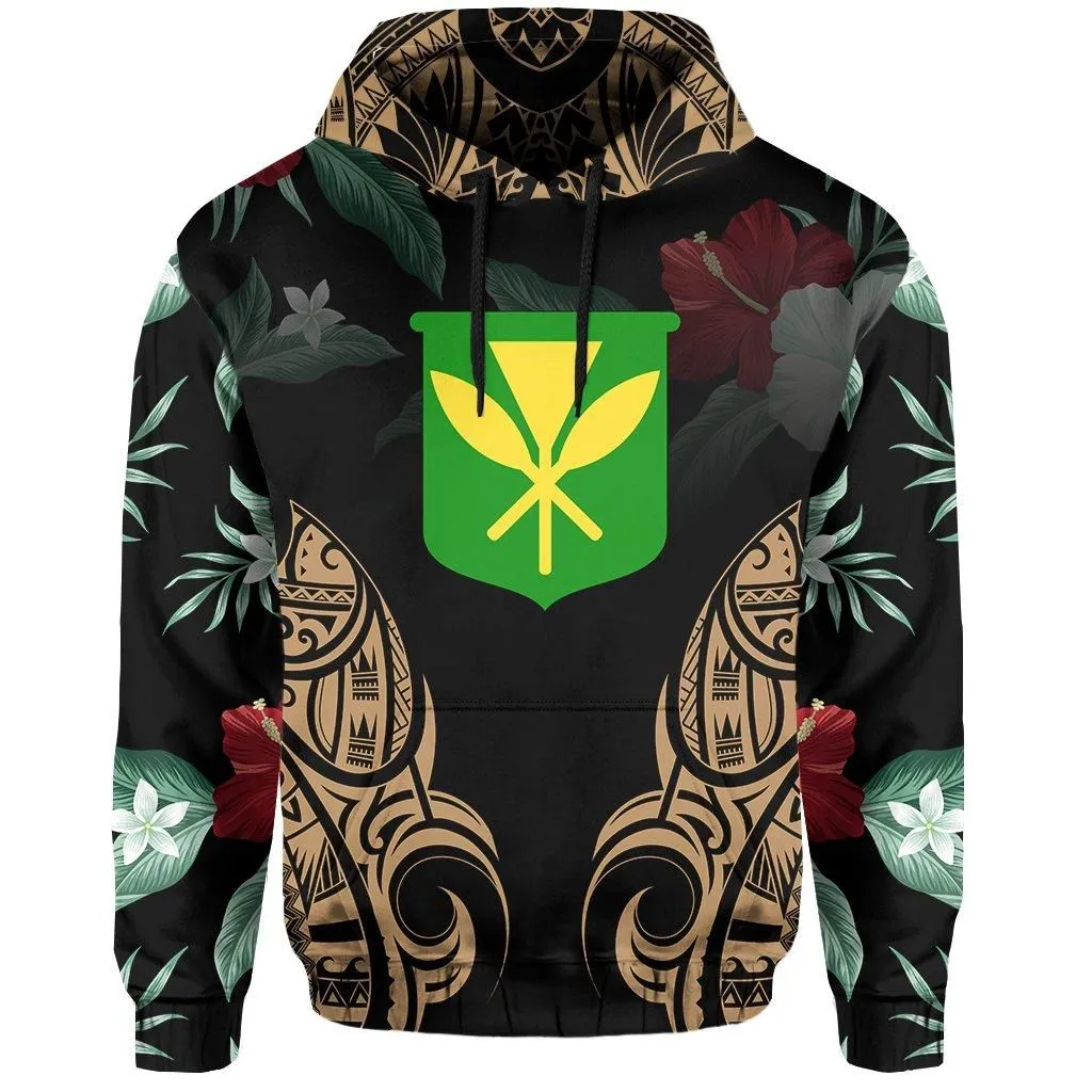 Polynesian Tropic Kanaka Maoli Hibiscus Hawaii Hoodie Gold