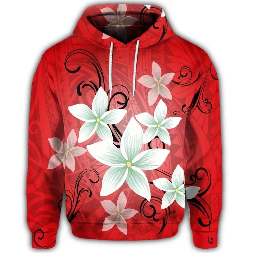 Alohawaii Hoodie - Hawaiian Plumeria Polynesian Hoodie - Red - AH - J4R