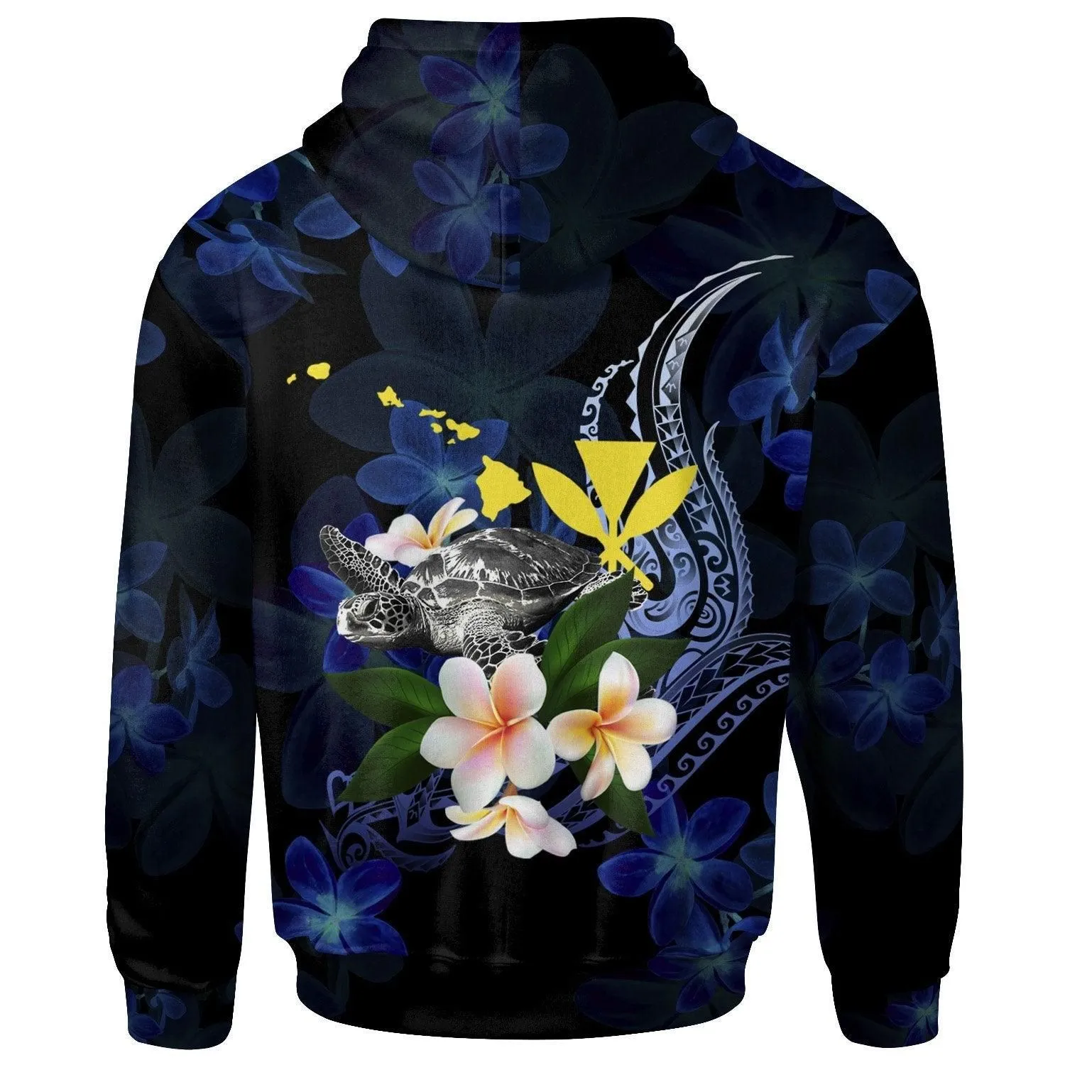 Polynesian Hawaii Hoodie - Turtle With Plumeria Flowers