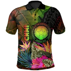 Northern Mariana Islands Polynesian Polo - Hibiscus and Banana Leaves - BN15