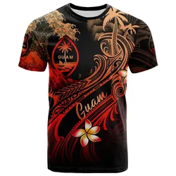 Guam Polynesian T-Shirt - Plumeria Flowers And Waves