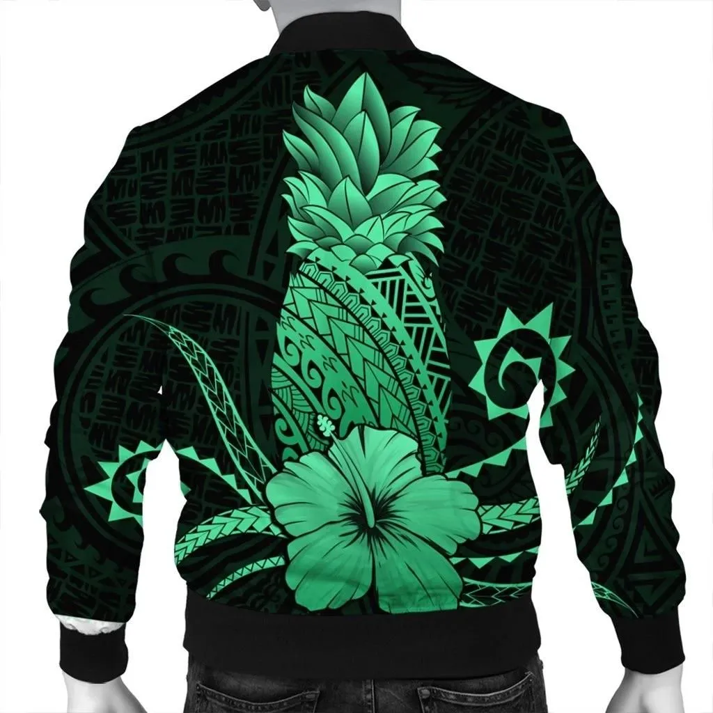 Alohawaii Jacket - Hawaii Polynesian Pineapple Hibiscus Bomber Jacket - Green - AH - J4R
