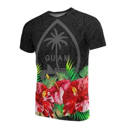 Guam Polynesian T shirt Black Hibiscus