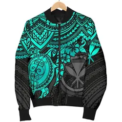 Polynesian Hawaii Bomber Jacket (Women) - Turquoise Turtle - BN15