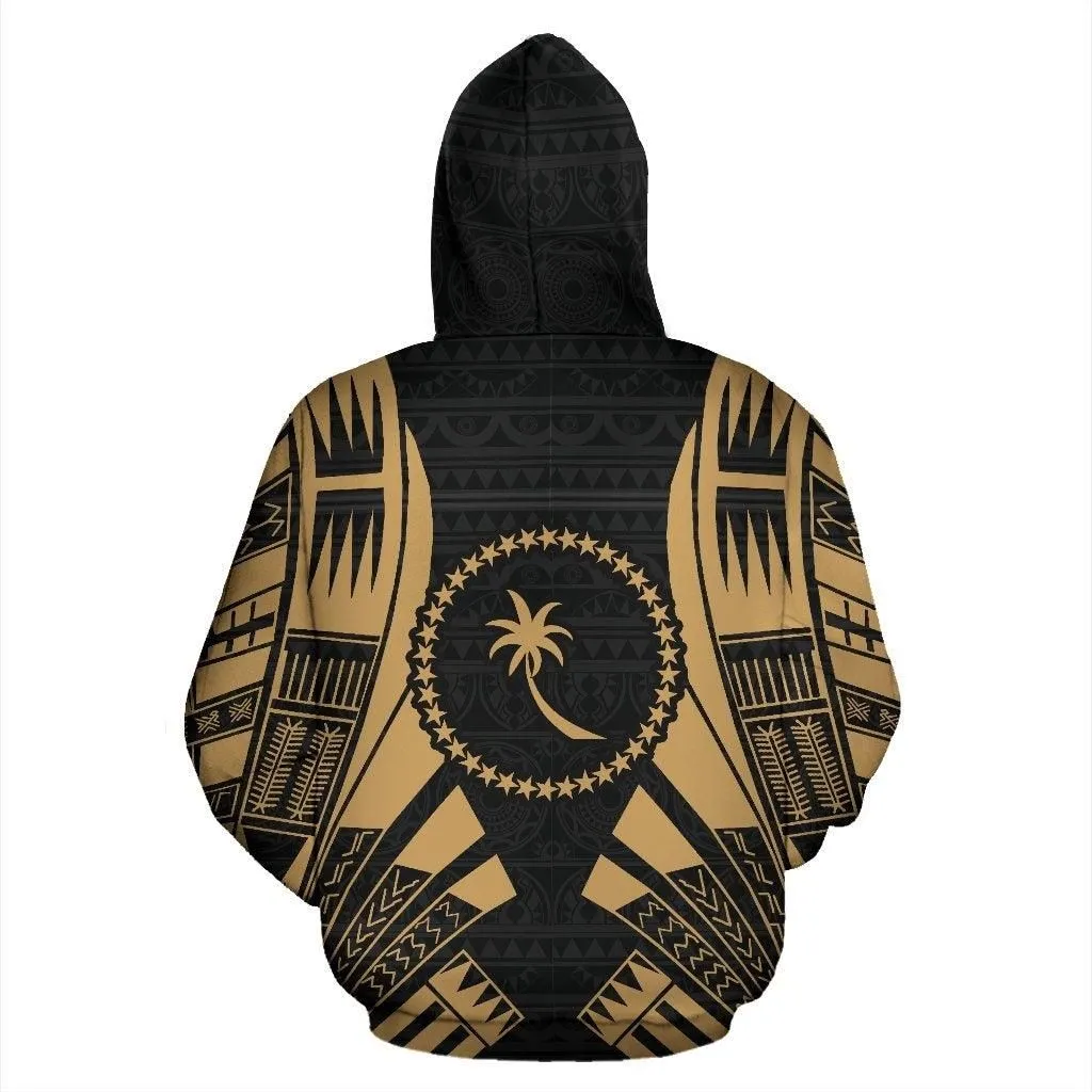Chuuk States All Over Custom Personalised Hoodie - Gold Tattoo Style