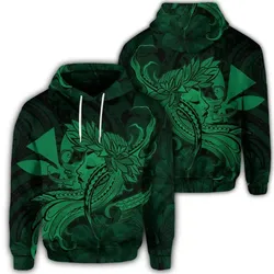 Alohawaii Hoodie - Hawaiian Map Hula Girl Hibiscus Kanaka Polynesian Hoodie - Green - AH - J4R