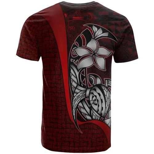 Fiji Polynesian T-Shirt Red Coat Of Arm - Turtle With Hook