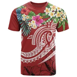 Kosrae Polynesian T-Shirts - Summer Plumeria (Red)