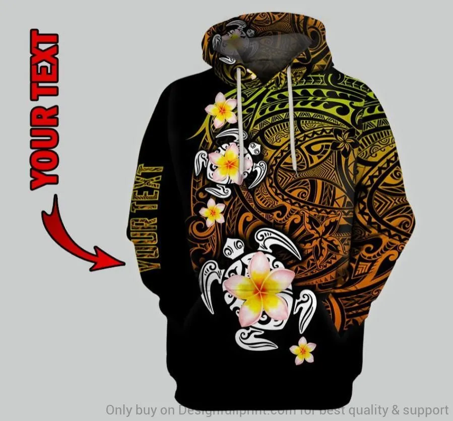 Gift For Turtle Lover Turtle Polynesian Tattoo Personalized Unisex Hoodie