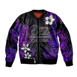 (Custom Personalised) Polynesian Fathers Day Bomber Jacket I Love You In Every Universe - Purple LT8
