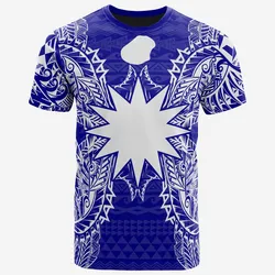 Nauru All Nauru Flag Map Polynesian Tattoo Blue Unisex 3D T-Shirt All Over Print ONCMJ