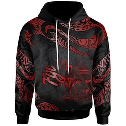 Fiji Polynesian Hoodie - Poly Tattoo Red Version