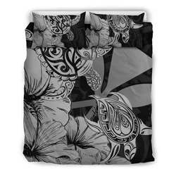 Hawaii Turtle Bedding Set Polynesian Hibiscus Art Ver 2.0 Gray AH J1