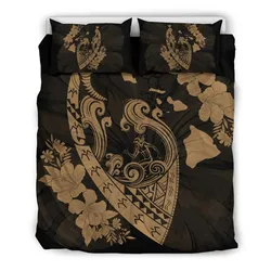 FamilyGater Bedding Set - Cover and Pillow Cases Hawaiian Fish Hook Hibiscus Banzai Surfing Polynesian Bronze - AH - J5