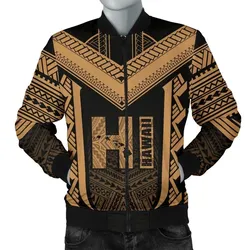 Hawaiian Kanaka Polynesian Mens Bomber Jacket Active Gold