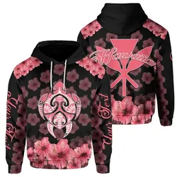 Alohawaii Hoodie - (Personalized) Kanaka Turtle Hibiscus Hoodie - Black Pink - AH JW