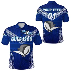 (Custom Personalised) Papua New Guinea PRK Gulf Isou Polo Shirt Rugby Original Style - Blue, Custom Text And Number LT8