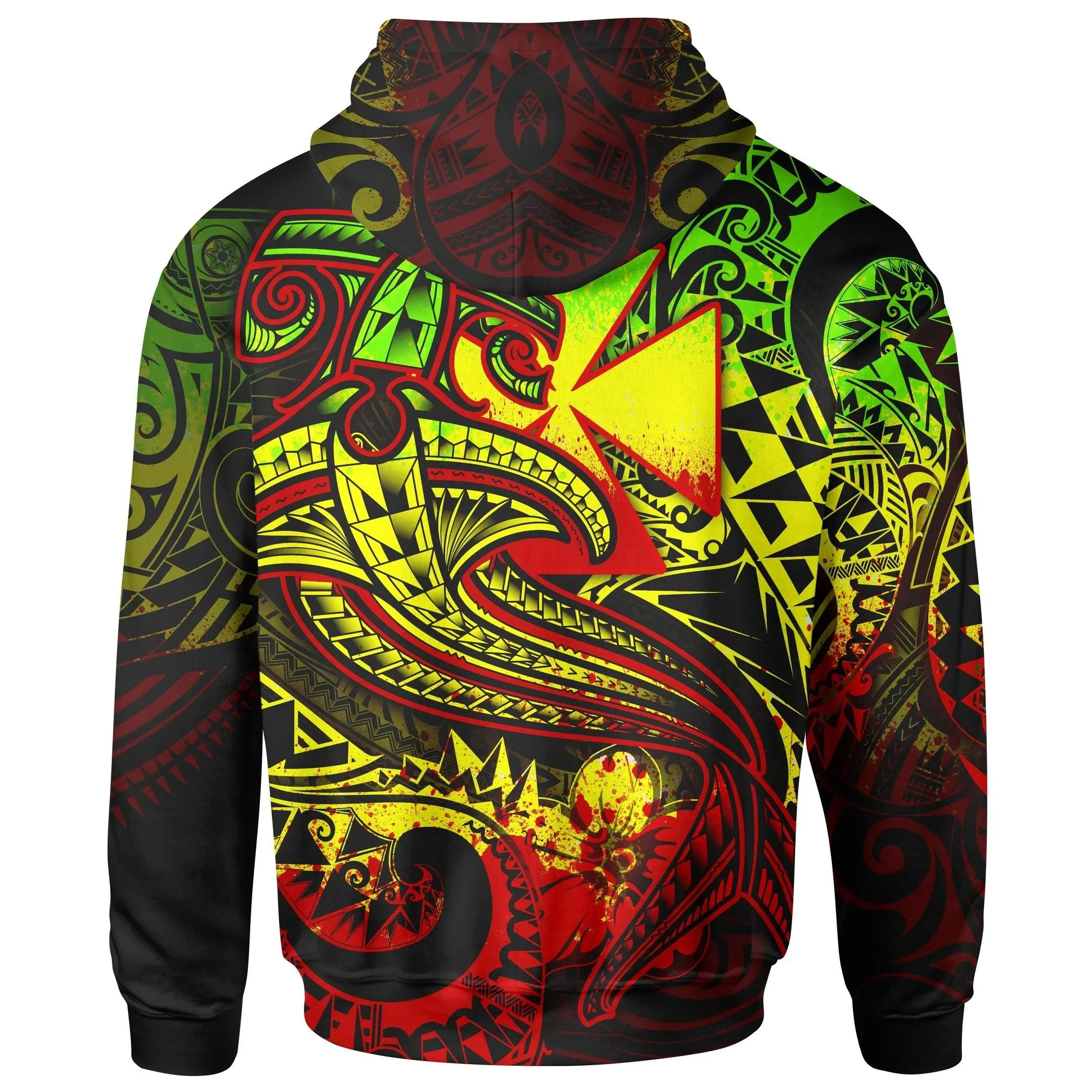 Alohawaii Clothing - Hoodie Wallis and Futuna - Reggae Shark Polynesian Tattoo - BN18