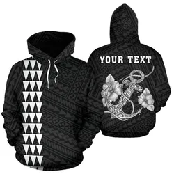 Polynesian Kakau Anchor Hibiscus Hawaii Custom Hoodie - White