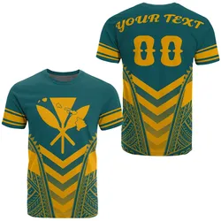 Hawaii Kanaka Map Football Polynesian T Shirt Cyan & Yellow Maris Style Ah J3 Hawaiian Shorts Beach Short Sleeve