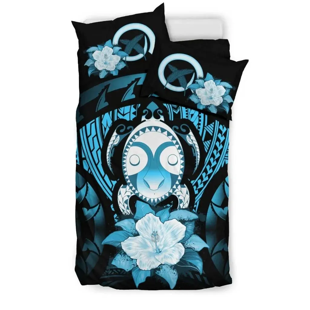 FamilyGater Bedding Set - Cover and Pillow Cases Vanuatu Turquoise Hibiscus A02