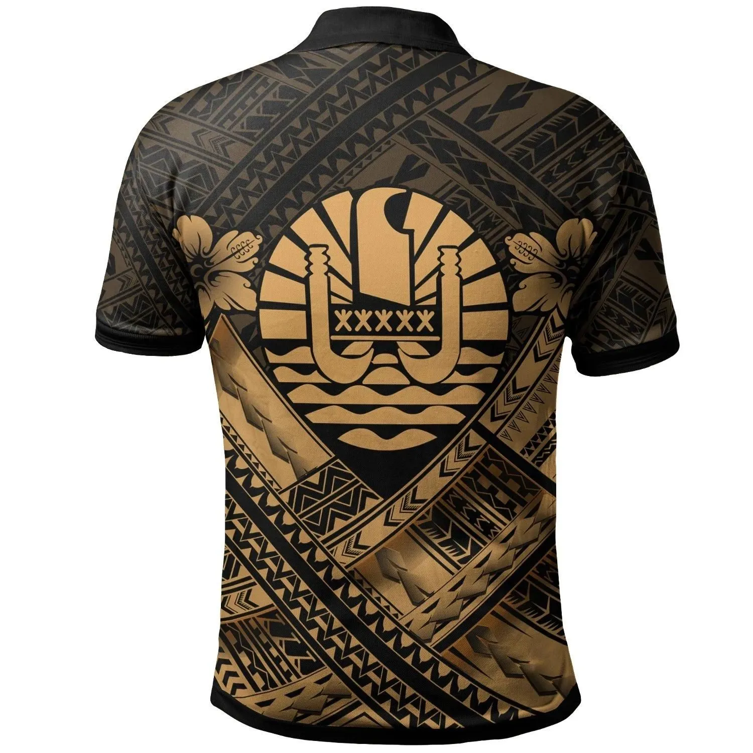 Tahiti Polynesian  Polo Shirts - Tahiti Gold Seal Camisole Hibiscus Style - BN18