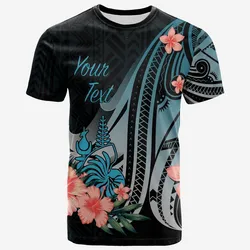 New Caledonia Personalised Custom T shirt - Turquoise Polynesian Hibiscus Pattern Style