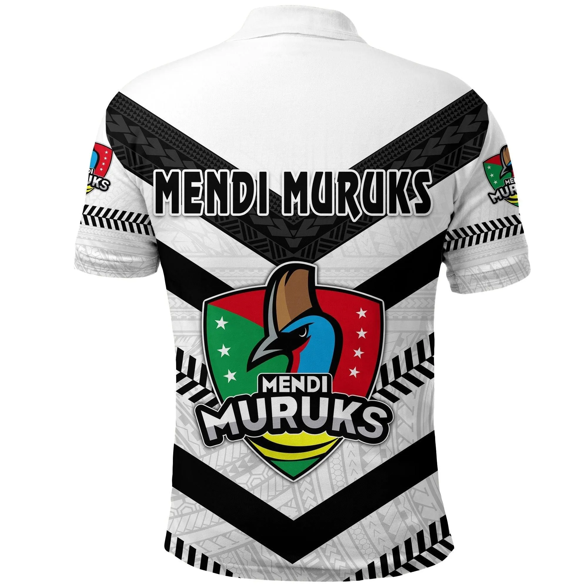 Papua New Guinea PRK Mendi Muruks Polo Shirt Rugby Polynesian White LT8