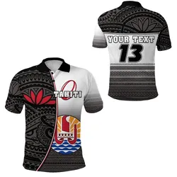 (Custom Personalised) Tahiti Rugby Polo Shirt Impressive Version Black - Custom Text and Number