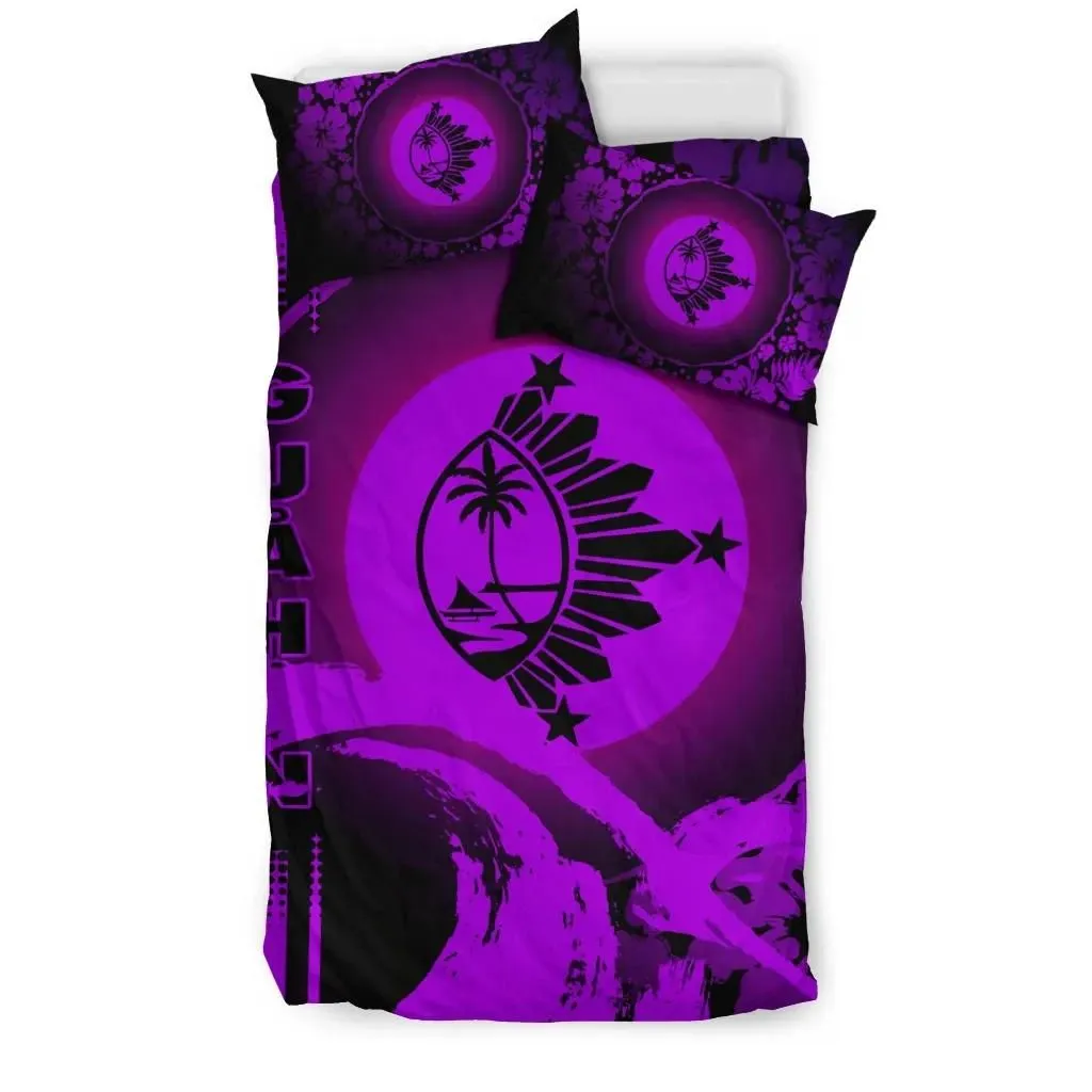 Guam Bedding Set - Hibiscus And Wave Purple K7