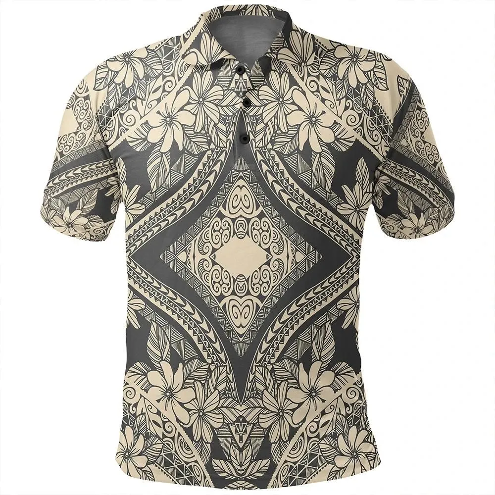 Alohawaii Shirt - Polynesian Plumeria Mix Gray Polo Shirt - AH - JR