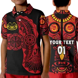 (Custom Personalised) Marquesas Islands Polo Shirt KID Marquesan Tattoo Original Style - Red LT8
