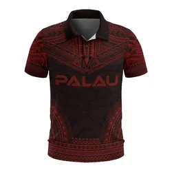 Palau Polo Shirt - Palau Seal Polynesian Chief Tattoo Red Version