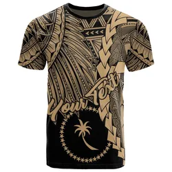 Chuuk Micronesia Custom Personalised T-Shirt - Tribal Wave Tattoo Gold
